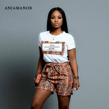 Load image into Gallery viewer, ANJAMANOR Snake Skin Print Casual Sexy Two Piece Set Top and Pants Plus Size Shorts Matching Sets Cute Women Outfits D43-AC85