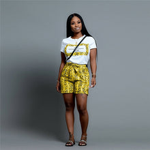 Load image into Gallery viewer, ANJAMANOR Snake Skin Print Casual Sexy Two Piece Set Top and Pants Plus Size Shorts Matching Sets Cute Women Outfits D43-AC85