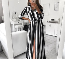 Load image into Gallery viewer, Women Two Piece Sets Boat Anchor Print T-Shirt &amp; Striped Skirt Sets Casual Ankle-Length Fashion Off Shoulder Maxi Striped Skirt