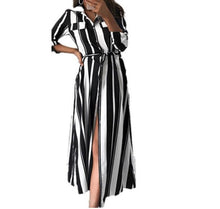 Load image into Gallery viewer, Women Two Piece Sets Boat Anchor Print T-Shirt &amp; Striped Skirt Sets Casual Ankle-Length Fashion Off Shoulder Maxi Striped Skirt